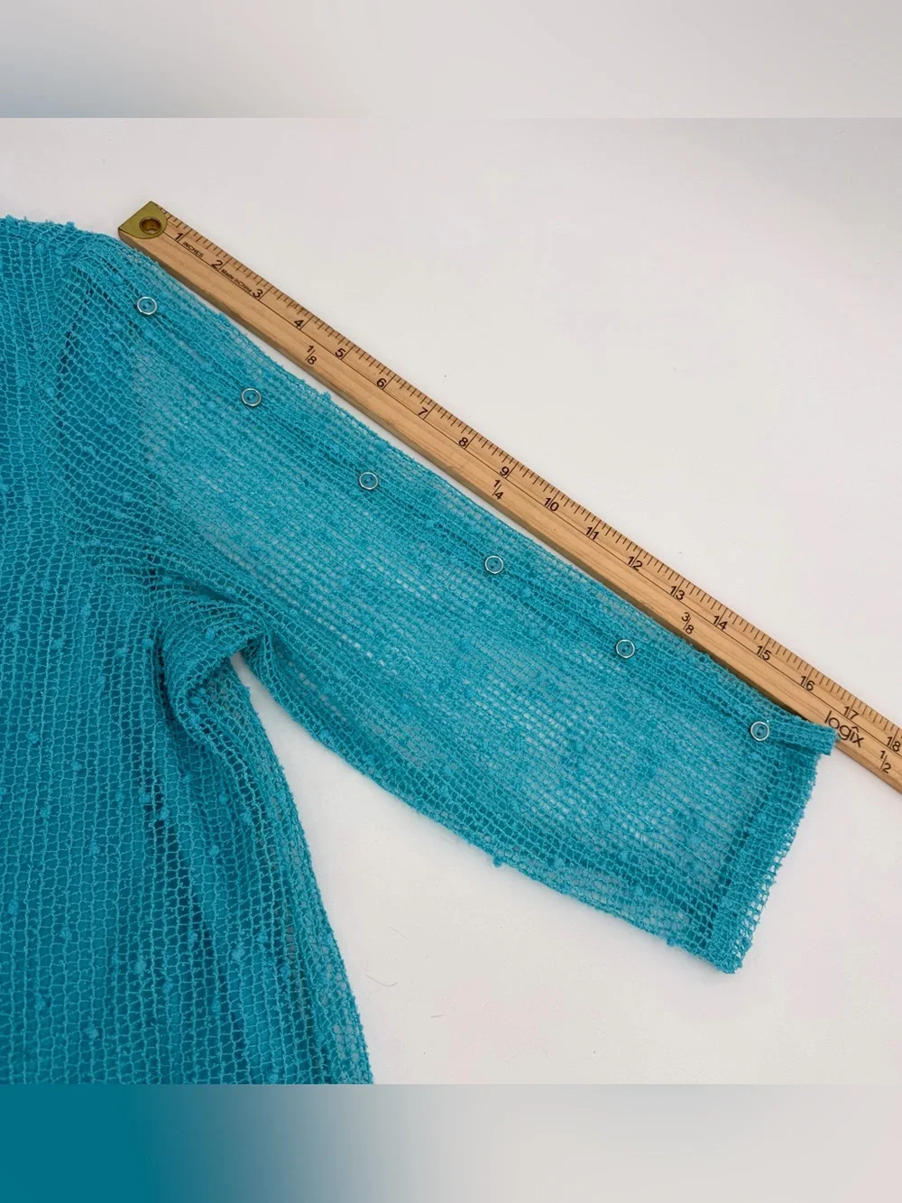 Alfred Dunner Top Women’s PM PETITE MEDIUM Turquoise 3/4 Slv Sharkbite Hem - Picture 9 of 11